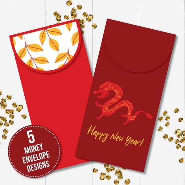 Lunar New Year Money Envelope, Year of the Dragon Red Envelopes, Chinese New Year Envelope, Li Xi, Hongbao, Lucky Envelope