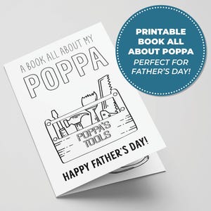 Alles über Poppa druckbares Buch für Vatertag, perfekte Vatertagsaktivität für Kinder, DIY Vatertags-Idee, Malkarte für Papa