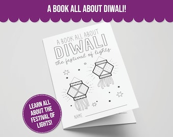 Alles über Diwali – Druckbares Buch, perfekte Diwali-Aktivität für Kinder, tolle Ergänzung zur Diwali-Dekoration, Diwali-Geschenk für Kinder