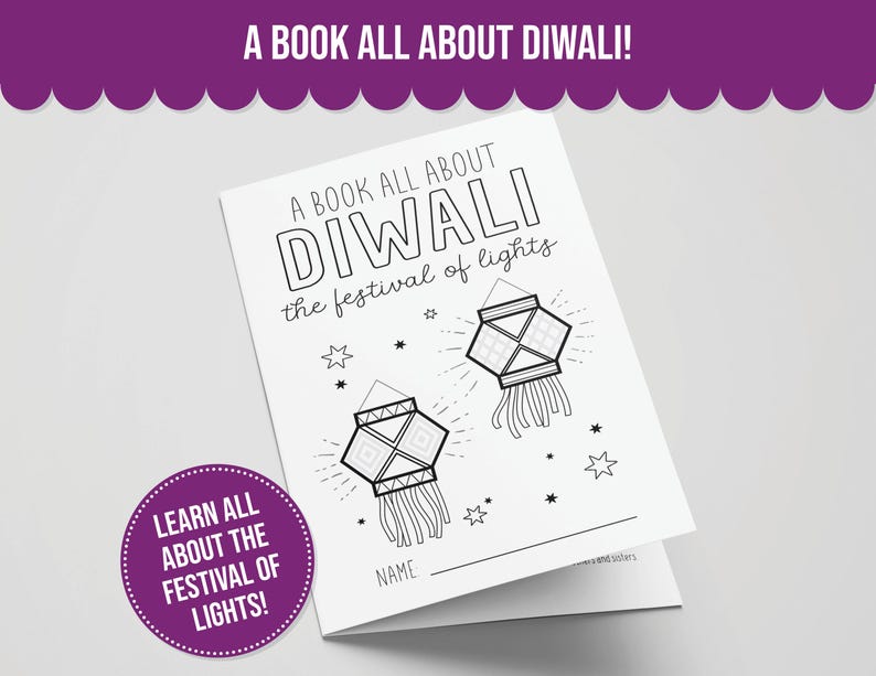 Alles über Diwali – Druckbares Buch, perfekte Diwali-Aktivität für Kinder, tolle Ergänzung zur Diwali-Dekoration, Diwali-Geschenk für Kinder Bild 1