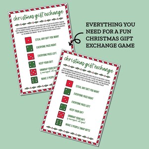 Christmas Gift Exchange Game, Christmas Roll the Dice Game, Yankee Swap, White Elephant Gift Exchange, Holiday Present Swap, Pollyanna Gift image 2