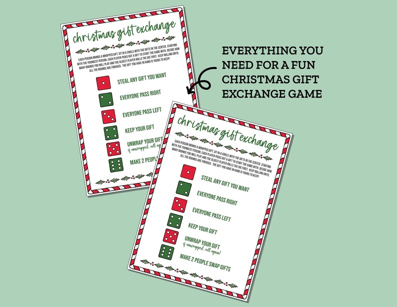 Christmas Gift Exchange Game, Christmas Roll the Dice Game, Yankee Swap, White Elephant Gift Exchange, Holiday Present Swap, Pollyanna Gift image 2