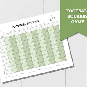 Football Squares Game, Printable Football Squares, Bowl Game Football Squares, Football Game, Football Square Grid