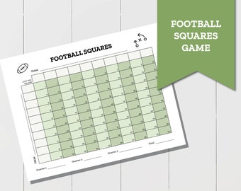 Football Squares Game, Printable Football Squares, Bowl Game Football Squares, Football Game, Football Square Grid