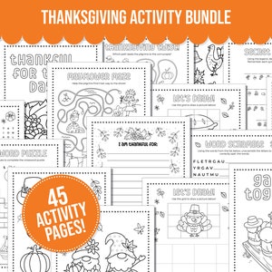 Thanksgiving Activities for Kids, Activity bundle with Coloring Pages, Word Search, Word Scramble, Maze Activity, Fall Kids Activities