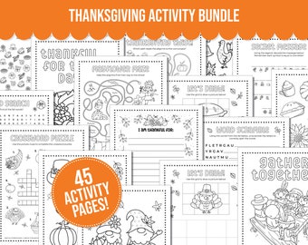 Thanksgiving Activities for Kids, Activity bundle with Coloring Pages, Word Search, Word Scramble, Maze Activity, Fall Kids Activities