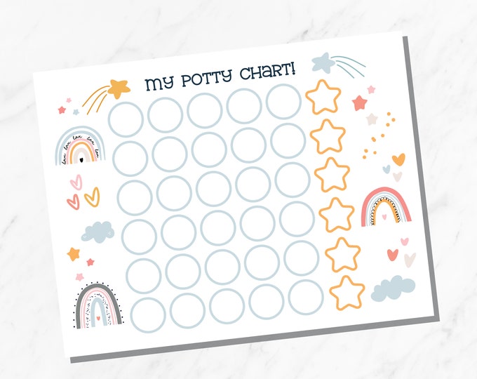 Rainbow Reward Chart, Potty Training Chart Download, Printable Reward ...