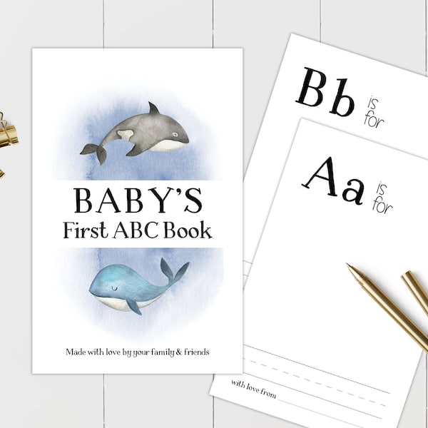 Ocean Baby Shower ABC Book Activity, Printable Baby's 1st Book Activity, Under the Sea Baby Shower Game, Under the Sea Baby Shower