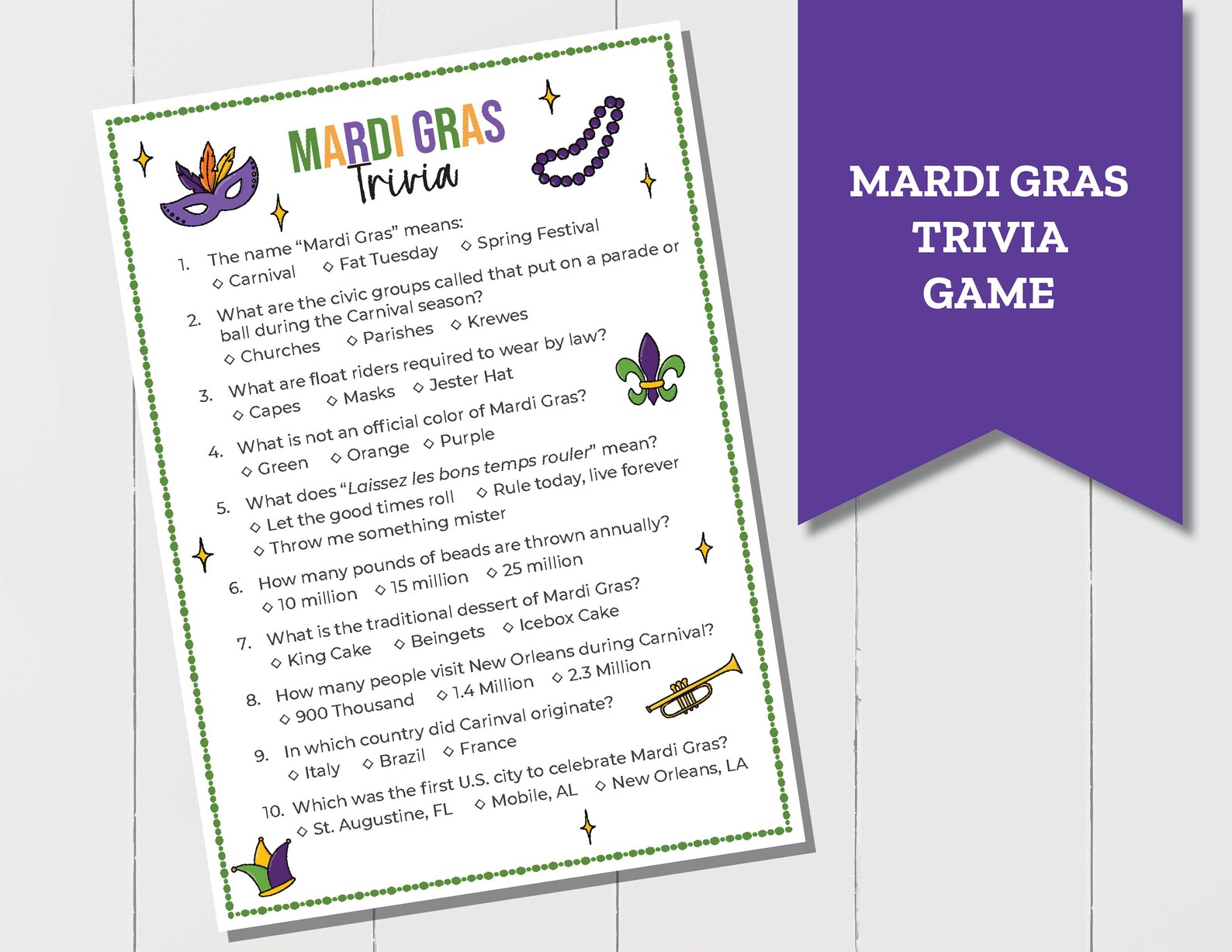 mardi gras trivia game