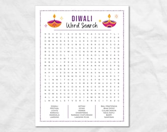 Diwali Word Search, Diwali Games for Kids, Printable Kids Diwali Activity, Diwali Activity For Kids, Diwali Word Game