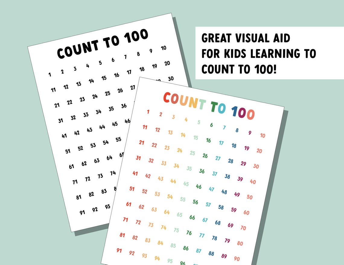 Count to 100 Math Worksheets, Learn to Count Number Chart Worksheets ...