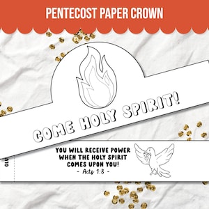 Pentecost Paper Crown Activity for Kids, Christian Pentecost Kids Activity, Printable Kids Christian Pentecost Activity, Pentecost For Kids