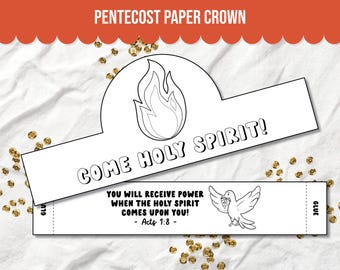 Pentecost Paper Crown Activity for Kids, Christian Pentecost Kids Activity, Printable Kids Christian Pentecost Activity, Pentecost For Kids