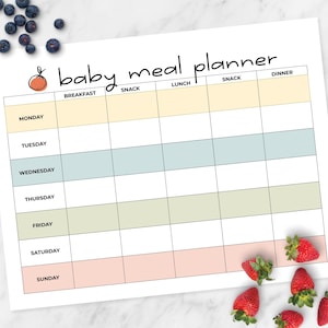 Baby Meal Planner, Baby Food Tracker, Baby Food Log for Starting Solids, Baby Planner, Baby Led Weaning Schedule, Printable Digital Download
