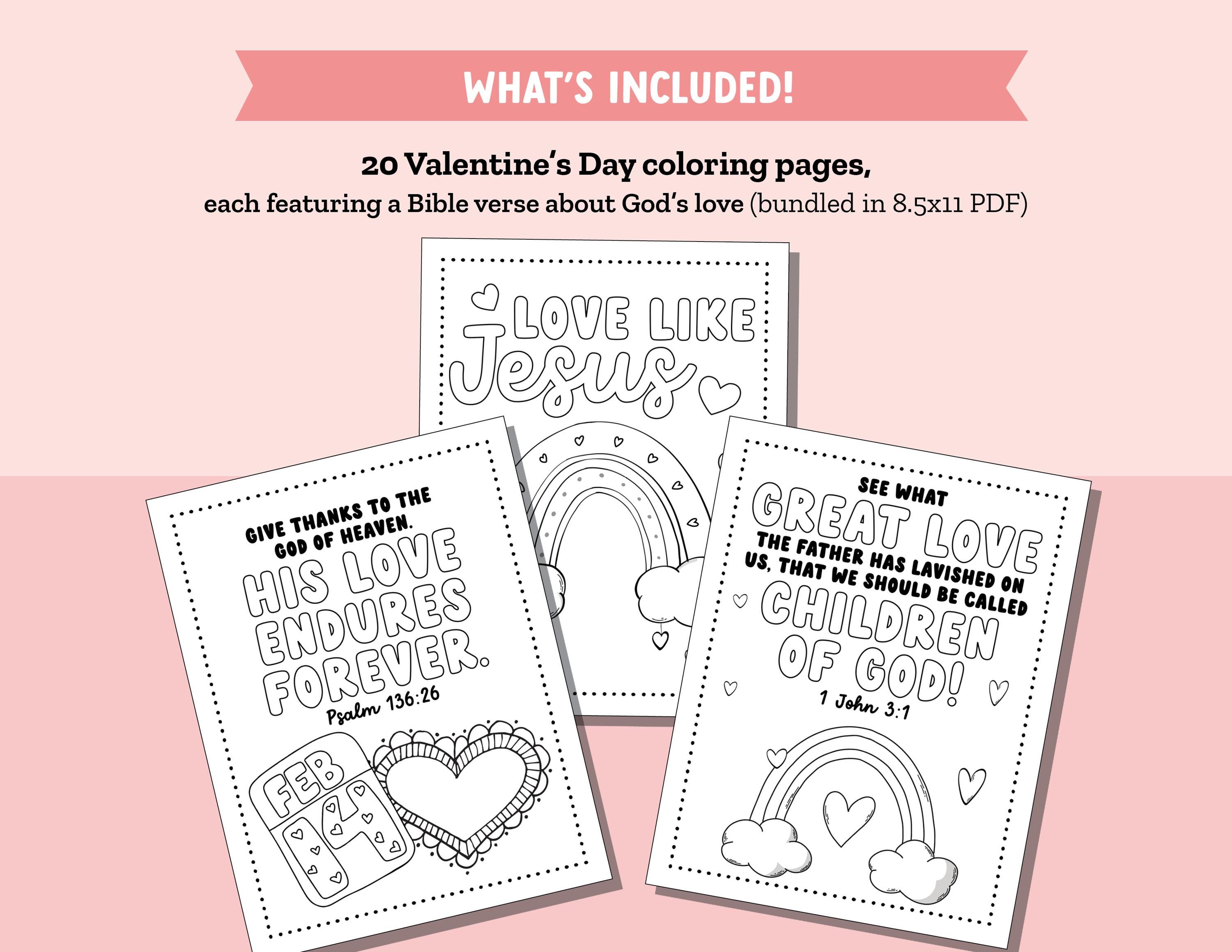 Valentines Day Bible Verse Coloring Pages, Kids Printable Coloring ...
