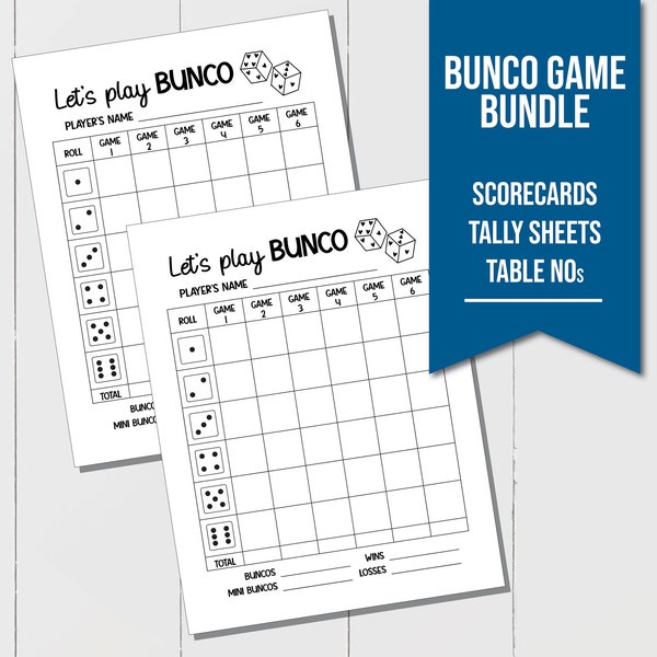 Ultimate Bunco Game Set - Score Sheets, Tally Sheets, Table Numbers | Fun and Exciting Party Game Night