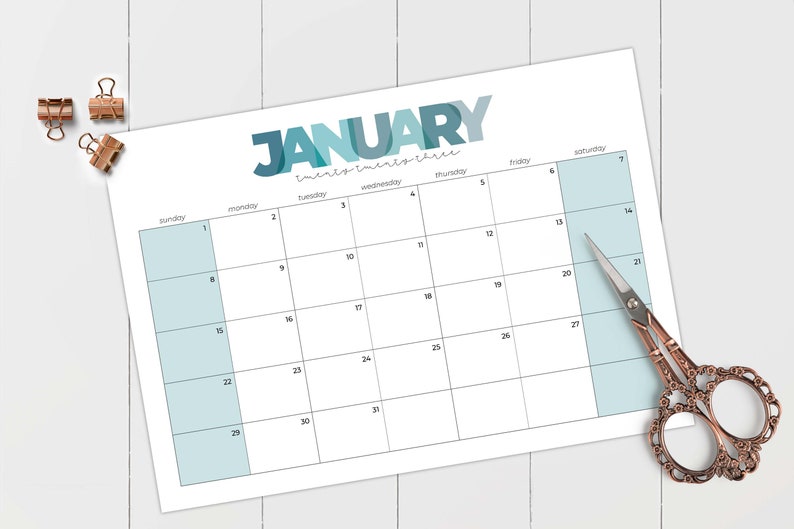 January 2023 Calendar Printable Calendar With Colorful Etsy