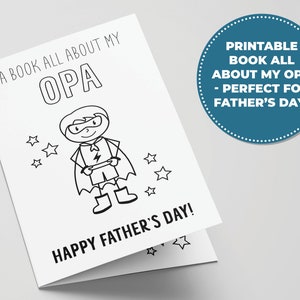 Tout sur Opa : livre à imprimer pour la fête des pères, activité parfaite pour la fête des pères pour les enfants, cadeaux à imprimer pour grand-père, carte à colorier