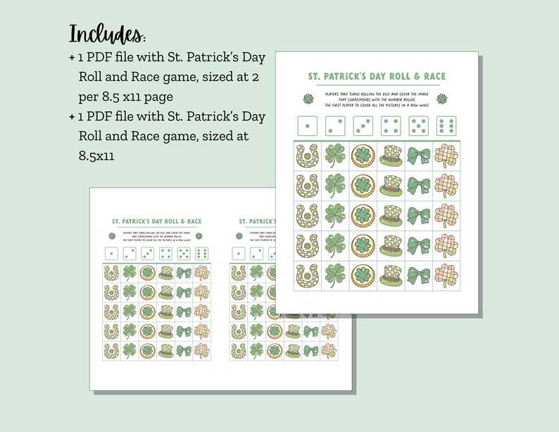 St Patricks Day Roll & Race Game, Classroom Party, Dice Game for Kids ...