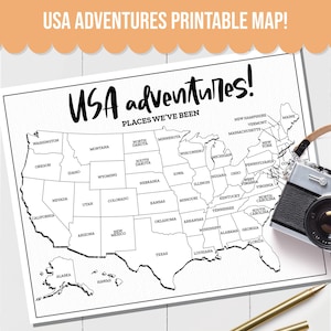 USA Adventures Map, United States Map, States We’ve Visited, My Adventures Map, Road Trip Map, Printable Map Tracker PDF