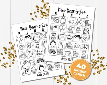 2024 New Years Eve BINGO Game | Printable Games | Instant Download