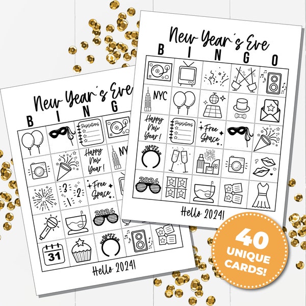 2024 New Years Eve BINGO Game | Printable Games | Instant Download