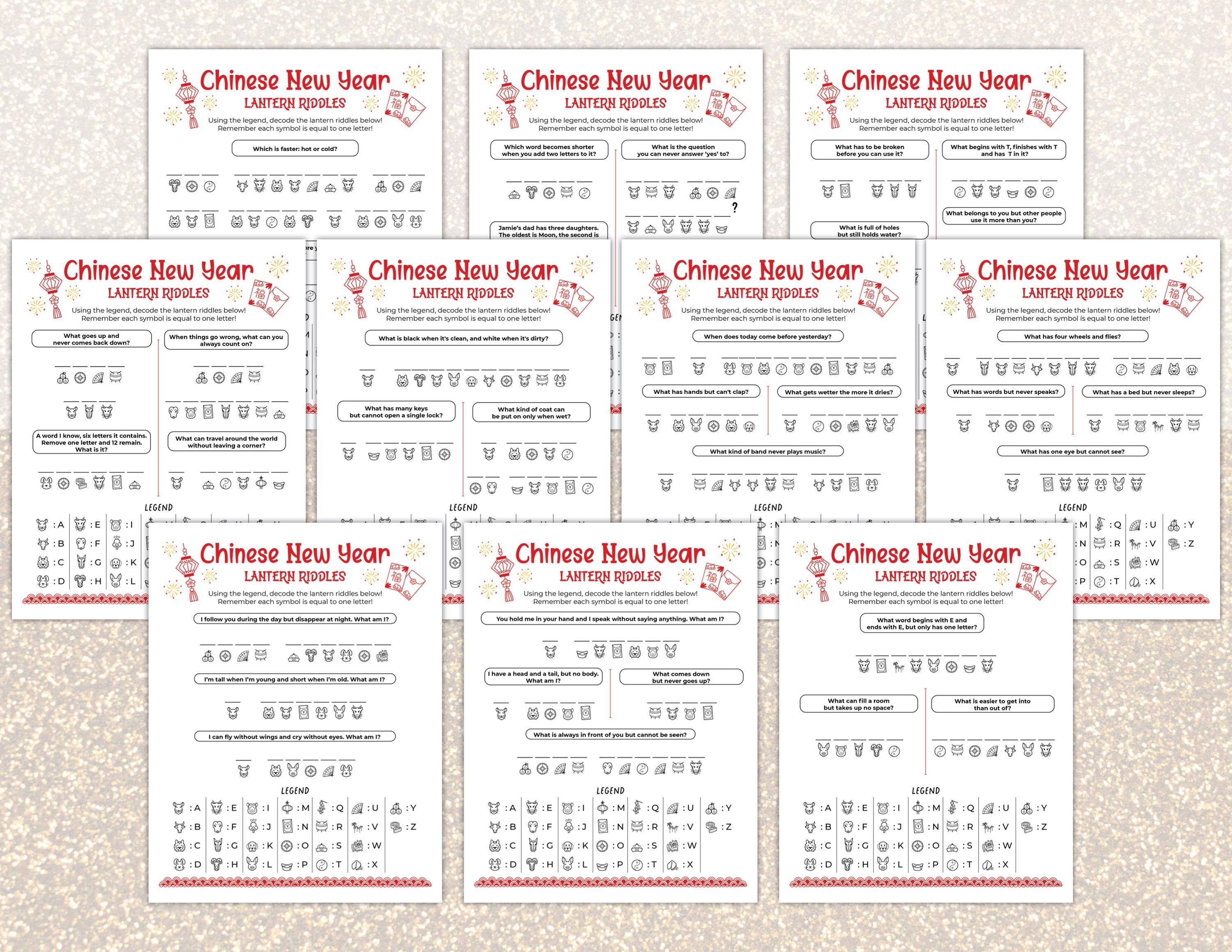 Lantern Riddles for Chinese New Year Lantern Festival, Lunar New Year ...
