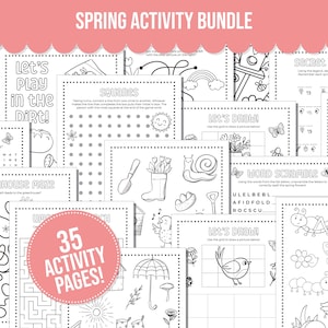 Spring Printable Activity Bundle with Coloring Pages, Word Search, Word Scramble, Games & Maze Activities! Spring Kids Activities