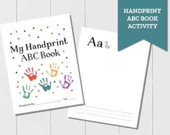 ABC Book Handprint Activity for Kids, Handprint Art Printable Keepsake, Handprint Craft for Kids, Activity Book Baby