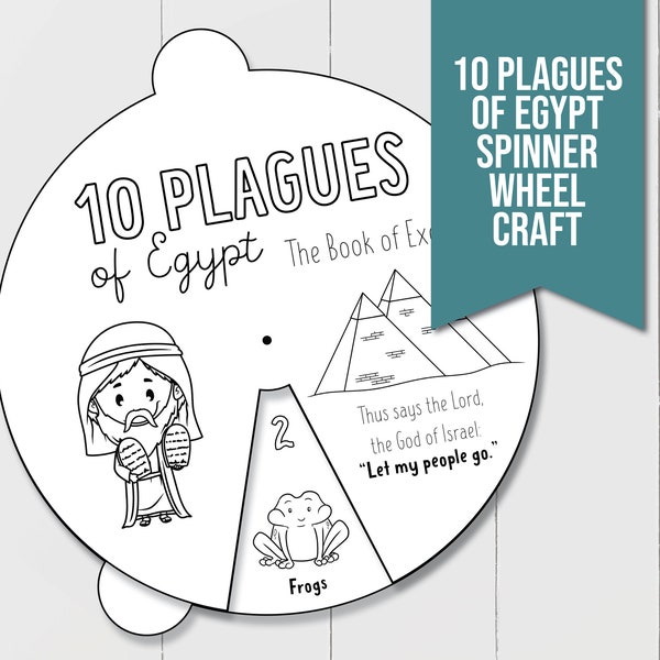 10 Plagues of Egypt Spinner Wheel Printable, Perfect Sunday School Activity for Kids! Coloring Activity about Moses and the Plagues of Egypt