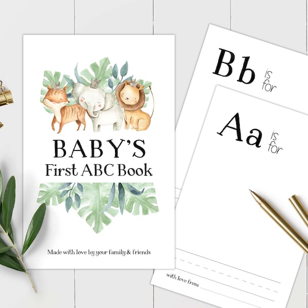 Safari Baby Shower Activity, Printable Baby's 1st Book Activity, Baby Shower Game with Gender Neutral Design, Jungle Baby Shower Activity