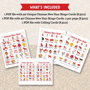 Chinese New Year BINGO Game, Printable Game for Classroom Activity, Lunar New Year Bingo Game for Kids, Bingo Cards for Chinese New Year image 2