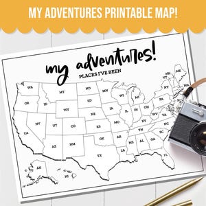 Mapa de lugares que he visitado, mapa de Estados Unidos, estados que he visitado, mapa de mis aventuras, mapa de viajes por carretera, mapa de seguimiento imprimible