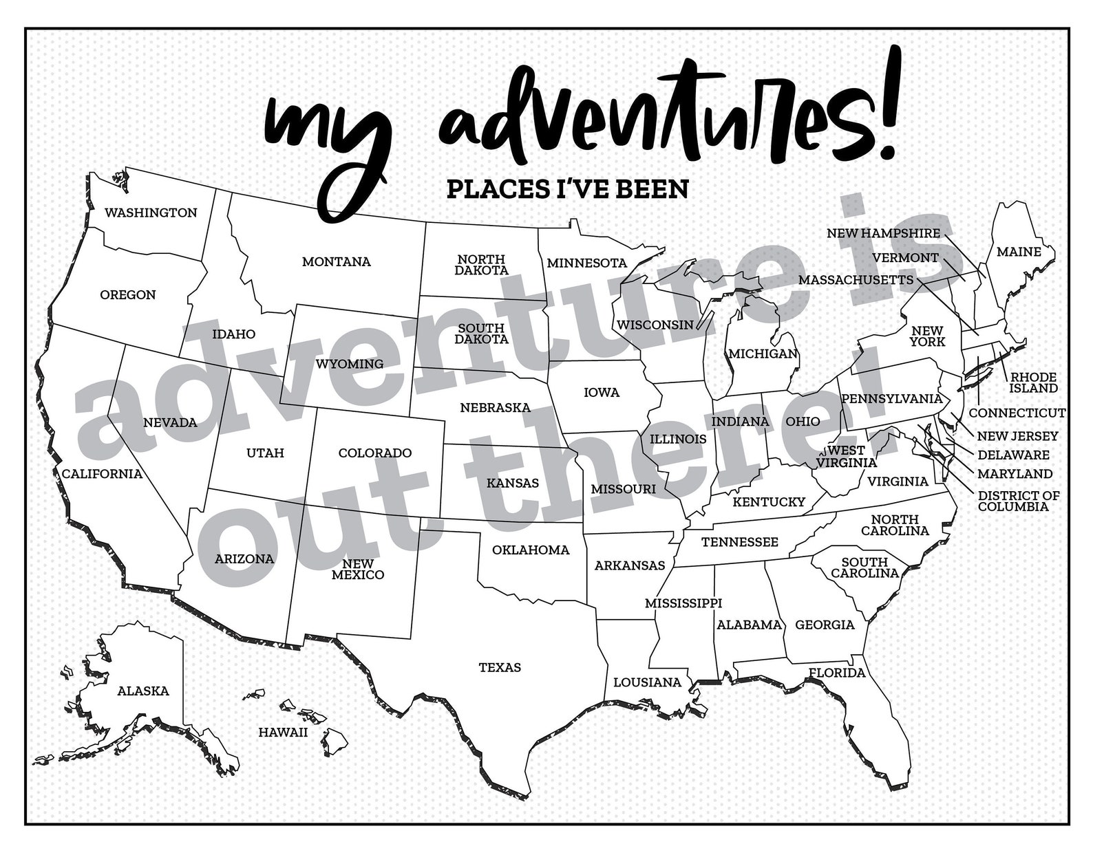 Places I've Been Map United States Map States Ive - Etsy