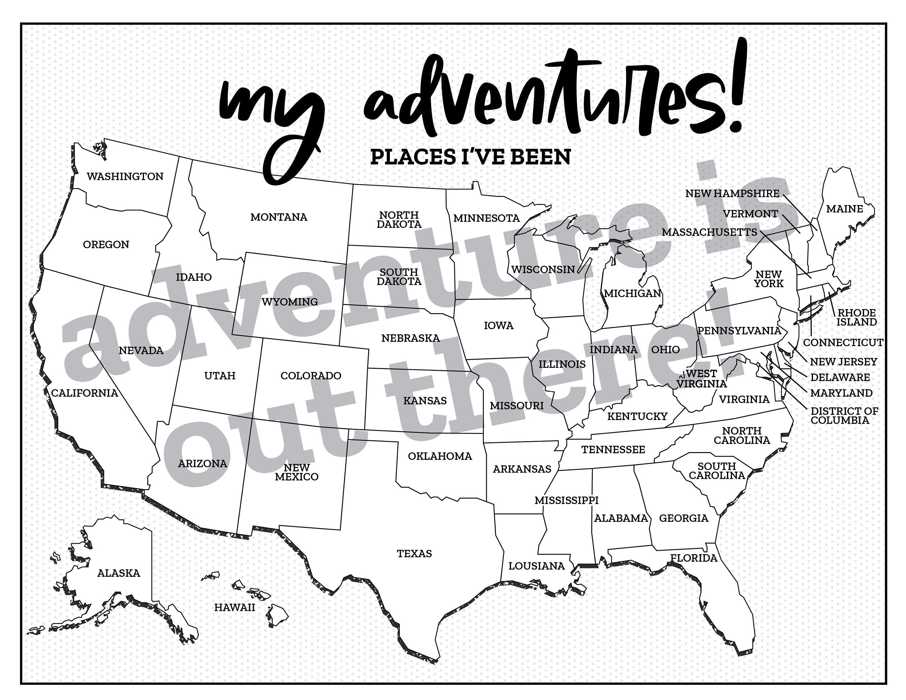 Places I've Been Map United States Map States Ive - Etsy