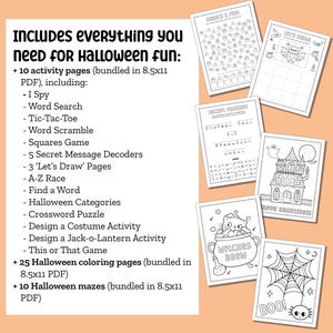 Halloween-activiteitenpagina's voor kinderen Herfstkleurplaten Kleurplaten Halloween-activiteitenbundel Afdrukbare kleurplaten afbeelding 2