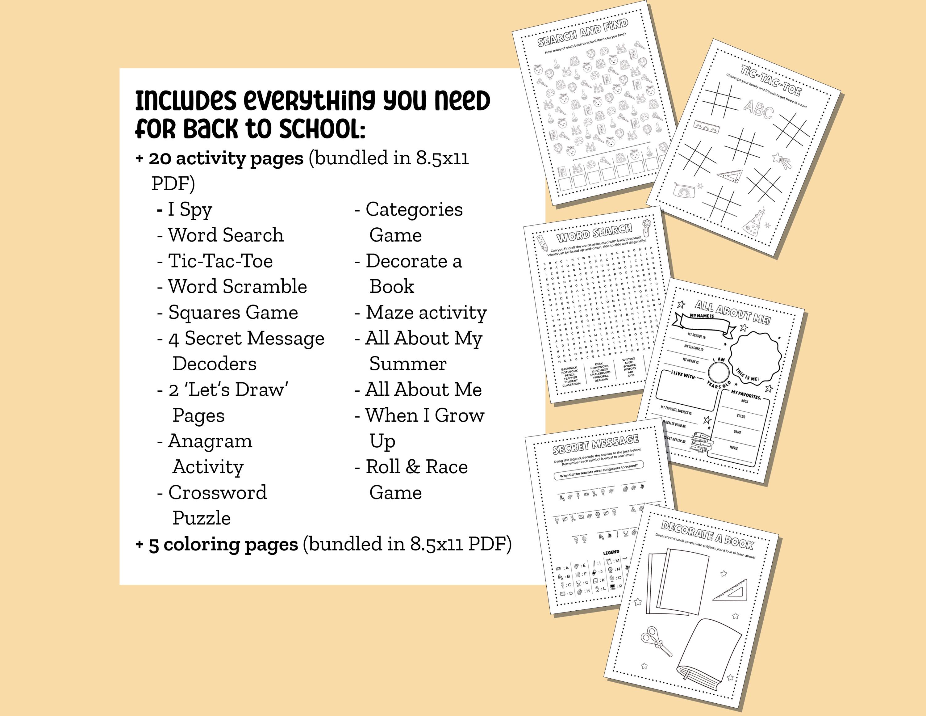 Back to School Activity Bundle, First Day of School Classroom ...