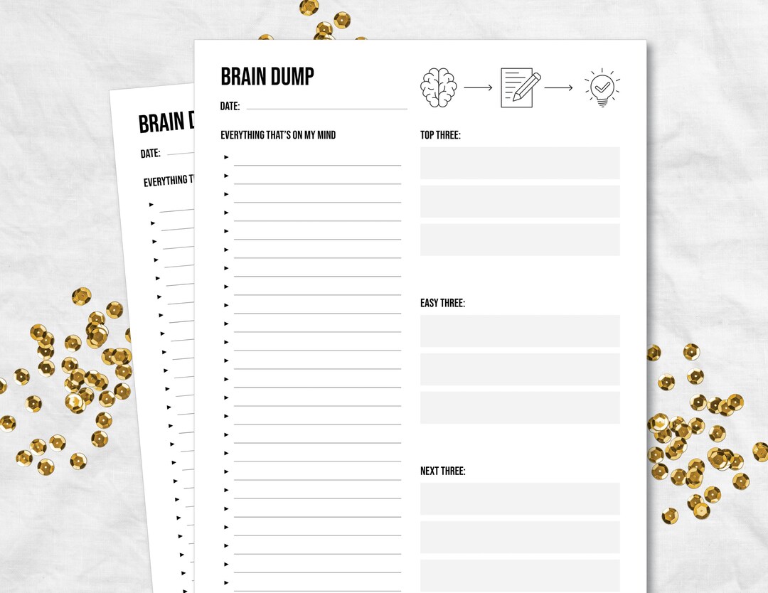 Brain Dump Printable Template With Minimalist Design to Help You Do ...