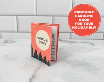Mini Caroling Book, Perfect for Your Holiday Elf Antics, Easy Elf Activity Printable, Elf Prop, Elf Accessory
