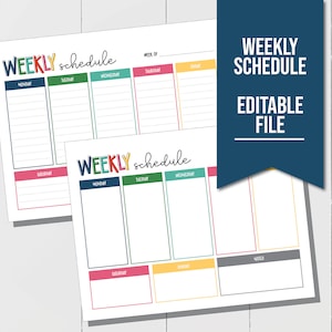 EDITABLE Weekly Schedule for Kids Printable to plan all your activities, Weekly Planner To Do List, Kids Week Schedule