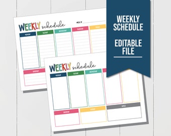 EDITABLE Weekly Schedule for Kids Printable to plan all your activities, Weekly Planner To Do List, Kids Week Schedule