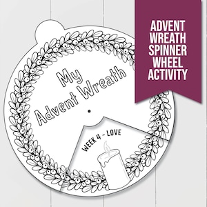 Advent Wreath Activity for Kids, Christmas Spinner Wheel Printable, Perfect Christian Christmas Activity for Kids! Advent Coloring Activity