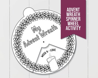 Activité couronne de l'Avent pour enfants, roue de Noël à imprimer, activité de Noël chrétienne parfaite pour les enfants ! Activité de coloriage de l'Avent