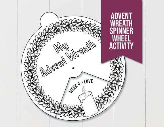 Advent Wreath Activity for Kids, Christmas Spinner Wheel Printable, Perfect Christian Christmas Activity for Kids! Advent Coloring Activity