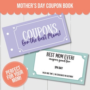 Editable Mothers Day Coupon Book, Custom Coupon Book for Mothers Day, Coupon Book Printable Mothers Day Gift for Mom