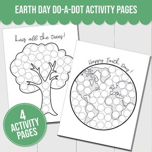 Earth Day Do-A-Dot Activity Pages, Perfect for Toddler Activity, Dot Marker Worksheet for Spring Preschool Activity