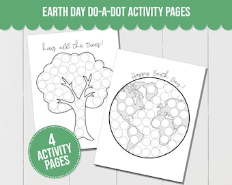 Earth Day Do-A-Dot Activity Pages, Perfect for Toddler Activity, Dot Marker Worksheet for Spring Preschool Activity