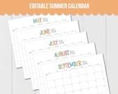 EDITABLE Summer 2026 Calendar Set including May, June, July, August, September calendars to plan all your summer activities