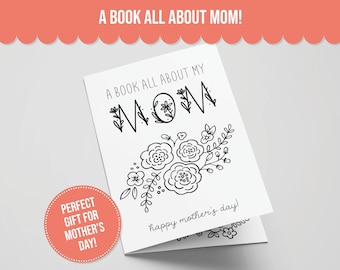 All About Mom Printable Book for Mother's Day, Perfect Mother's Day Activity for Kids, Printable Gifts for Mom, Coloring Card for Mom