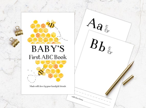 BEE Baby Shower Baby's 1st ABC Book Activity, What will Baby Bee Printable Baby Shower Game with Gender Neutral Design